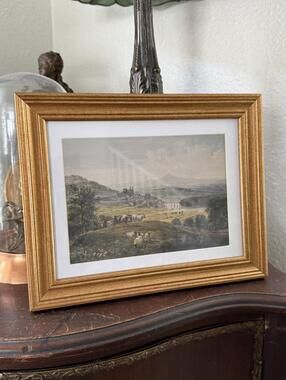 Vintage Style Sheeps Scenery Landscape Art Print